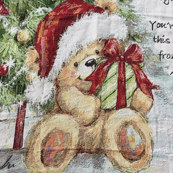 Babys 1st Christmas Throw Blanket 50 X 36 Collections Etc. Woven Teddy Bear - Picture 10 of 11